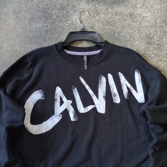 Calvin Klein Sweater Womens M Black Crop Performance Crewneck Sweatshirt - Picture 2 of 8